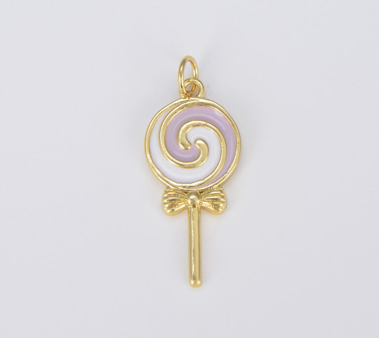 18K Gold Filled Enamel Colorful Lollipop Shape Pendant, CP1501