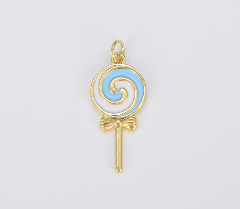 18K Gold Filled Enamel Colorful Lollipop Shape Pendant, CP1501