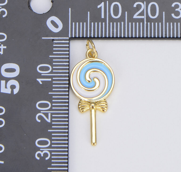 18K Gold Filled Enamel Colorful Lollipop Shape Pendant, CP1501