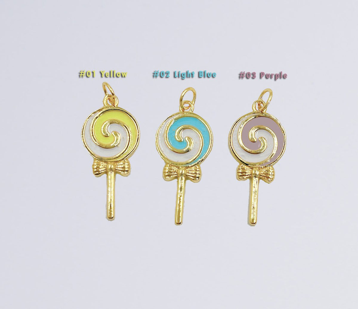 18K Gold Filled Enamel Colorful Lollipop Shape Pendant, CP1501