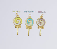 18K Gold Filled Enamel Colorful Lollipop Shape Pendant, CP1501