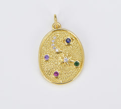 18K Gold Filled Multi Color Cubic Zirconia Planet in the Ovum Universe Pendant, CP1504