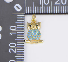 18K Gold Filled Cute Owl Charm, CP1506