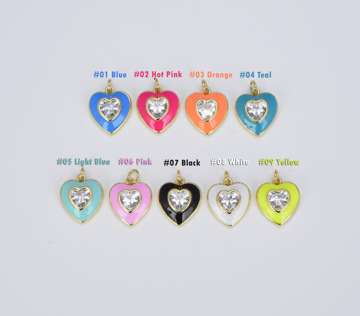 18K Gold Filled Colorful Enamel Heart Shape Pendant, CP1509