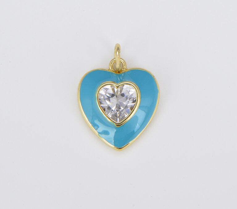 18K Gold Filled Colorful Enamel Heart Shape Pendant, CP1509