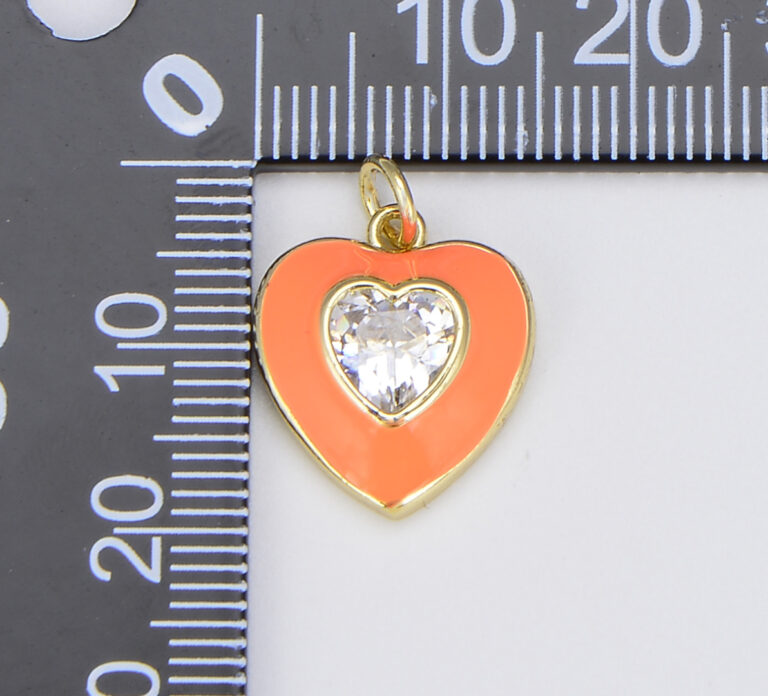 18K Gold Filled Colorful Enamel Heart Shape Pendant, CP1509