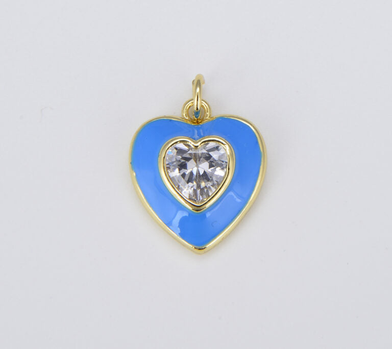 18K Gold Filled Colorful Enamel Heart Shape Pendant, CP1509