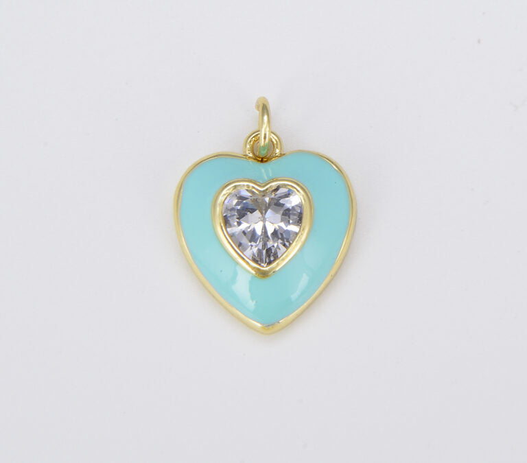 18K Gold Filled Colorful Enamel Heart Shape Pendant, CP1509