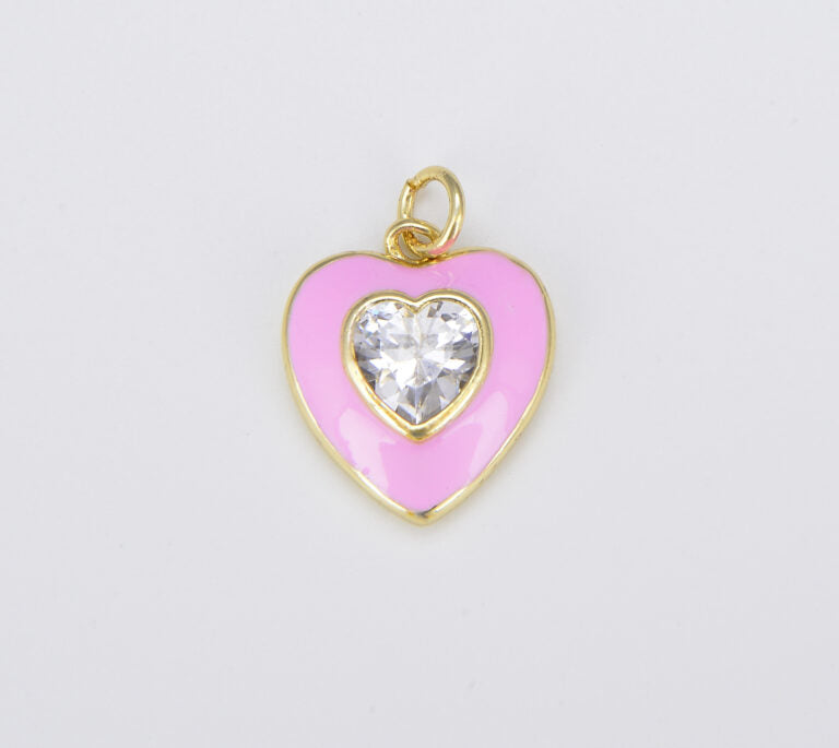 18K Gold Filled Colorful Enamel Heart Shape Pendant, CP1509