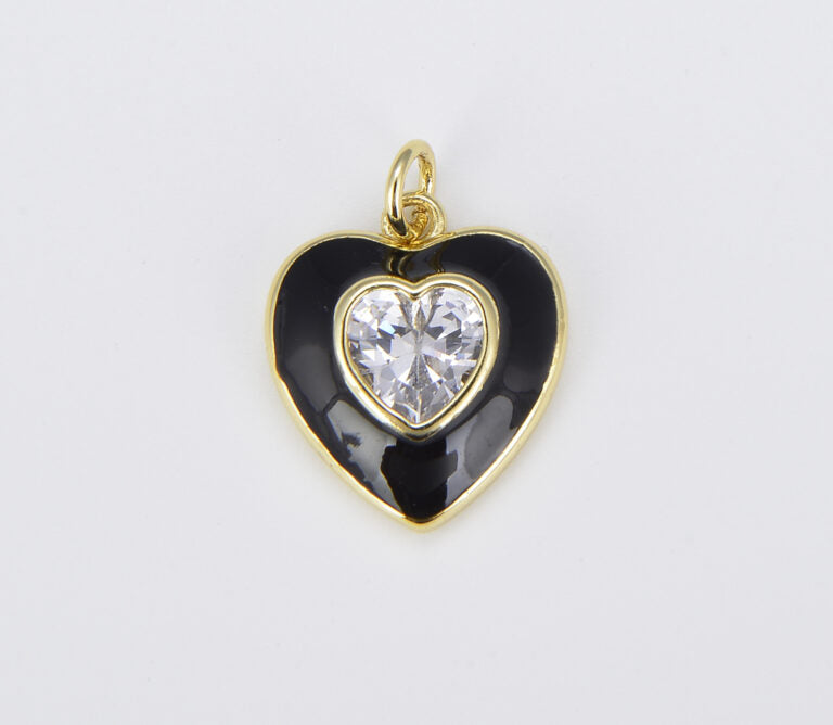 18K Gold Filled Colorful Enamel Heart Shape Pendant, CP1509