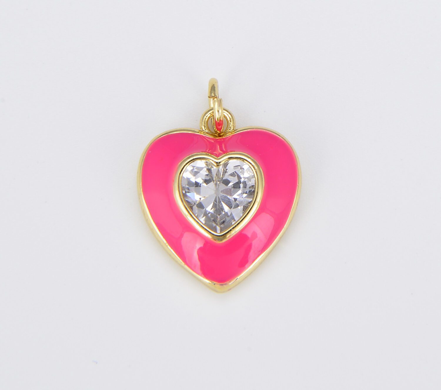 18K Gold Filled Colorful Enamel Heart Shape Pendant, CP1509