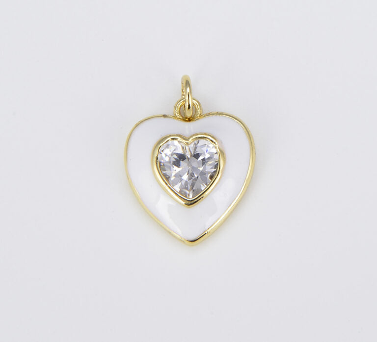 18K Gold Filled Colorful Enamel Heart Shape Pendant, CP1509