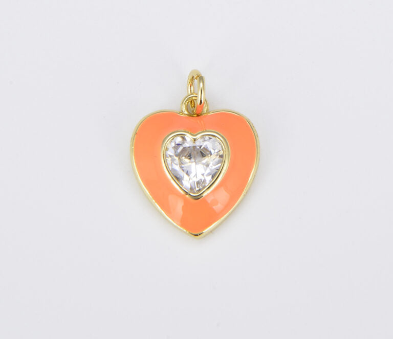 18K Gold Filled Colorful Enamel Heart Shape Pendant, CP1509