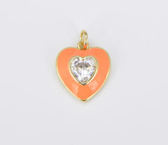 18K Gold Filled Colorful Enamel Heart Shape Pendant, CP1509