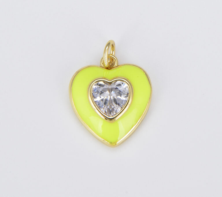 18K Gold Filled Colorful Enamel Heart Shape Pendant, CP1509