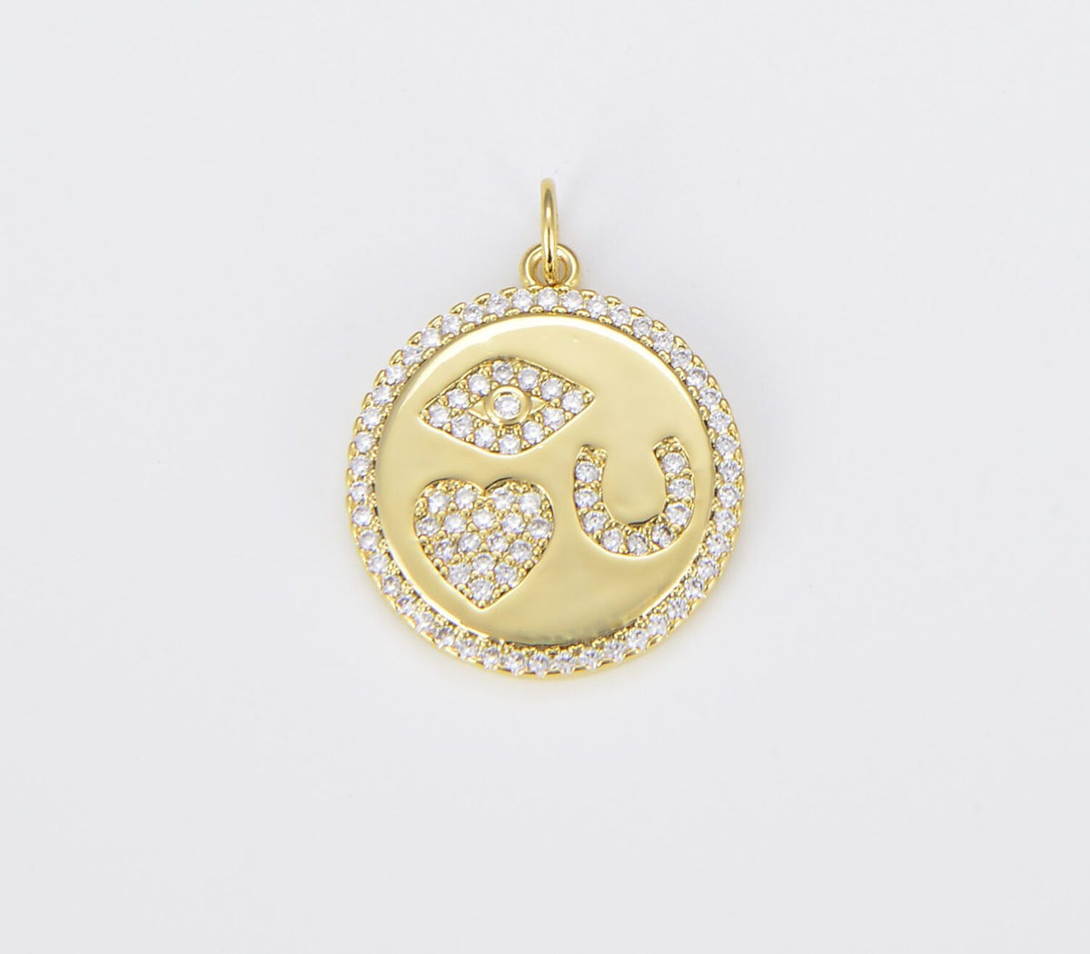 18K Gold Filled Good Luck Medallion Charm, CP1513