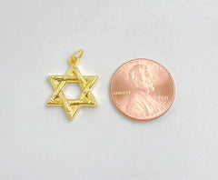 18K Gold Filled Star of David Charm, Micro Pave CZ Stars Charm for DIY Earring Bracelet Necklace, CP1515