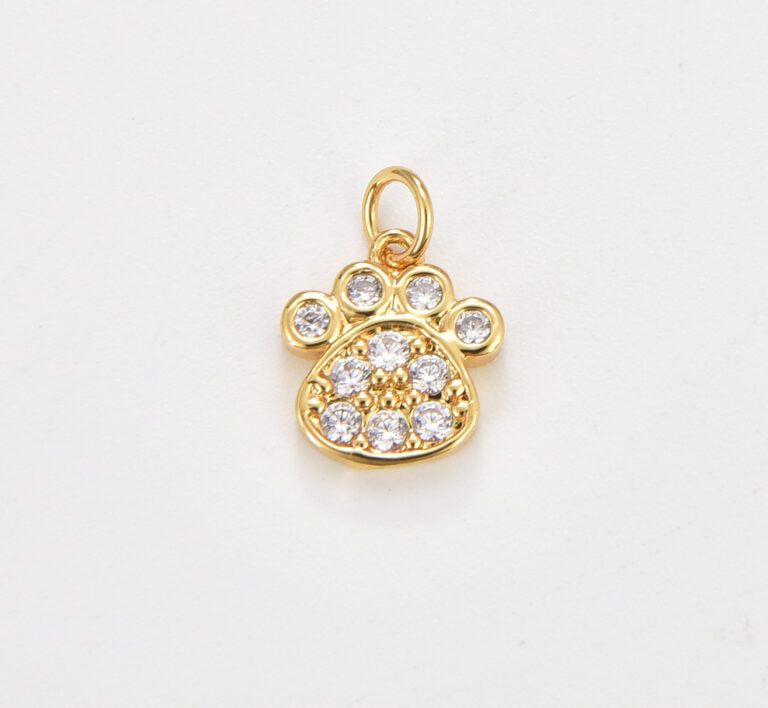 18K Gold Filled Paw Print Charm, 12x9mm, CP1516