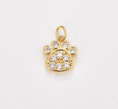 18K Gold Filled Paw Print Charm, 12x9mm, CP1516