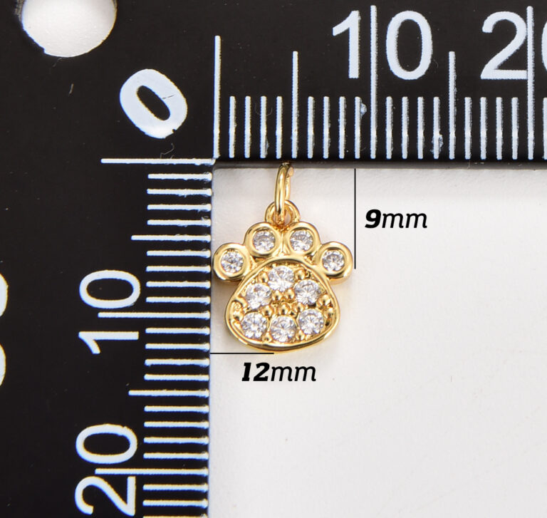 18K Gold Filled Paw Print Charm, 12x9mm, CP1516