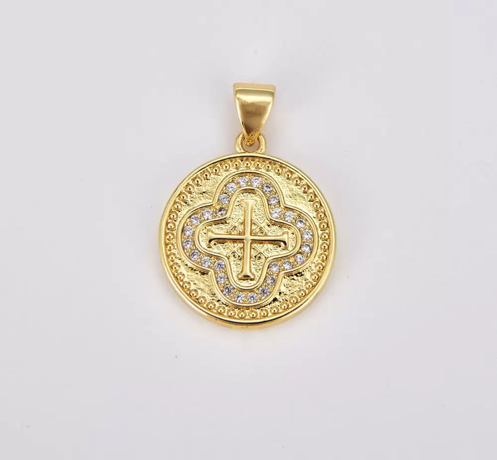 18K Gold Filled Four Leaf Clover Charm, CP1519