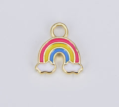 18K Gold Filled Tiny Enamel Rainbow Charm, CP1522