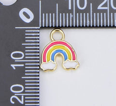 18K Gold Filled Tiny Enamel Rainbow Charm, CP1522