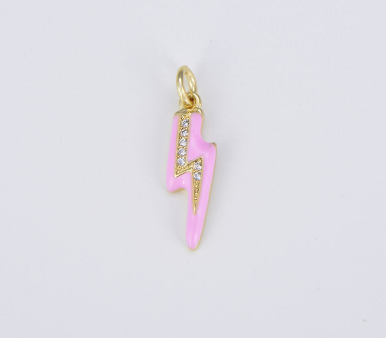 18K Gold Filled Colorful Enamel Lighting Bolt Charm Pendant, CP1524