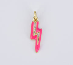 18K Gold Filled Colorful Enamel Lighting Bolt Charm Pendant, CP1524