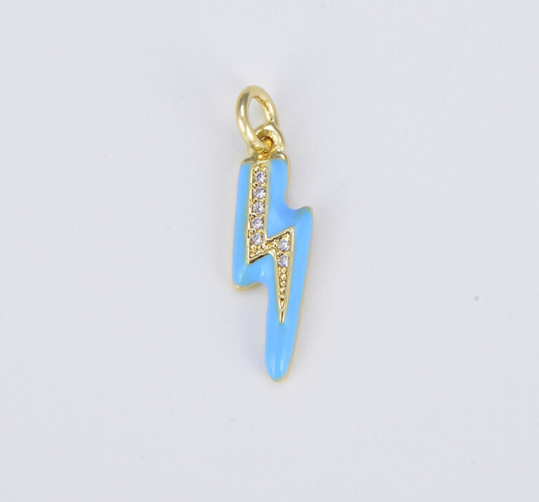 18K Gold Filled Colorful Enamel Lighting Bolt Charm Pendant, CP1524