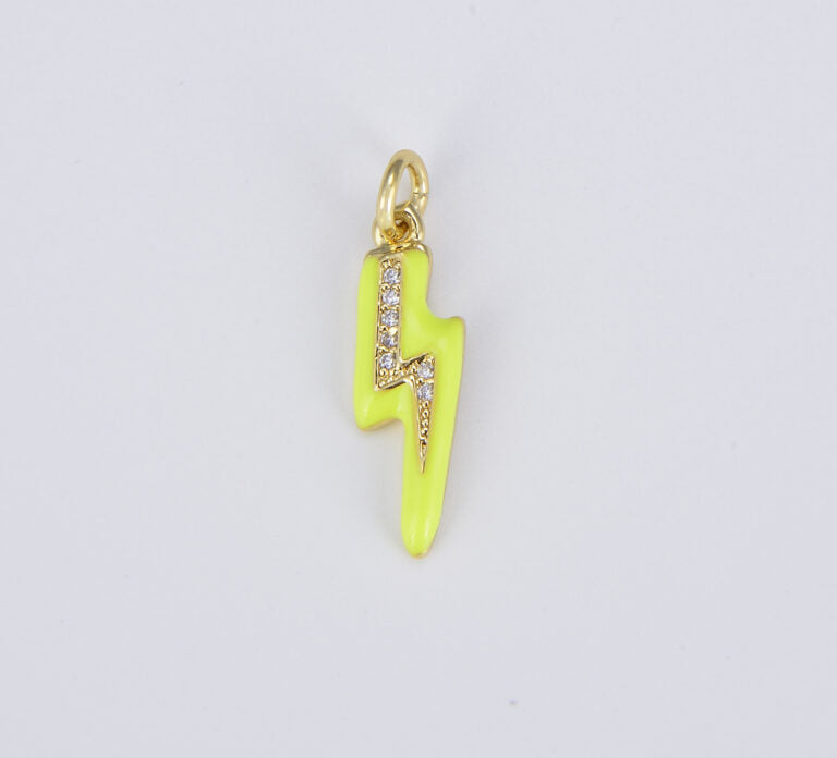 18K Gold Filled Colorful Enamel Lighting Bolt Charm Pendant, CP1524