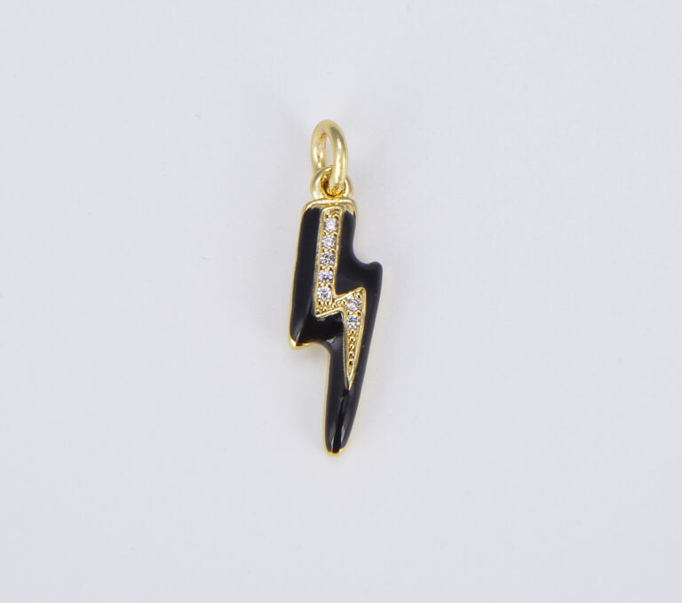 18K Gold Filled Colorful Enamel Lighting Bolt Charm Pendant, CP1524