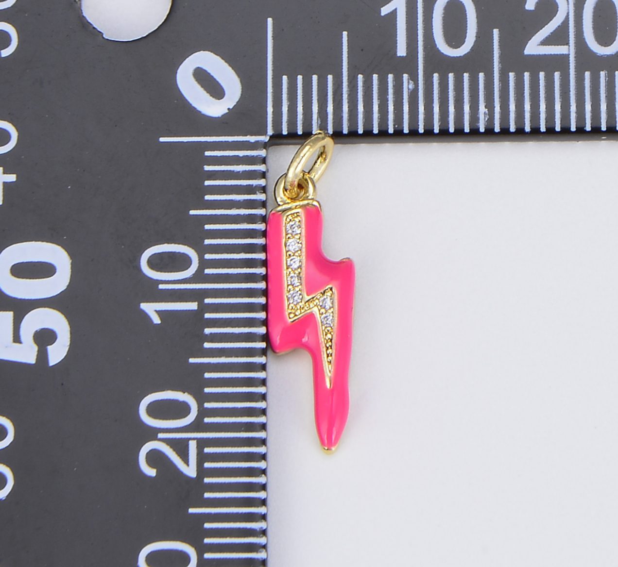 18K Gold Filled Colorful Enamel Lighting Bolt Charm Pendant, CP1524