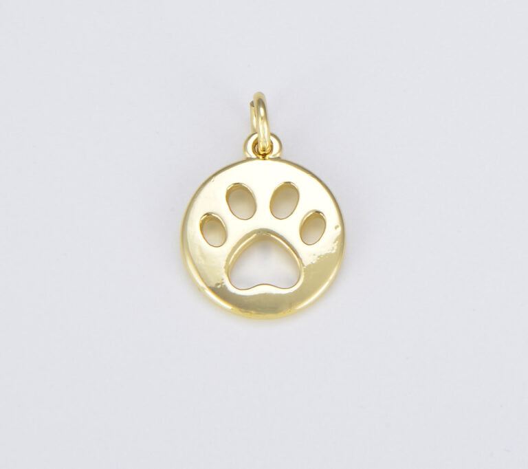 18K Gold Filled Paw Print Charm, CP1525