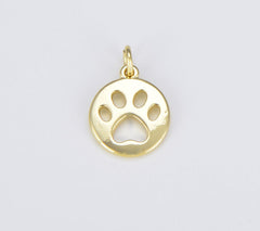 18K Gold Filled Paw Print Charm, CP1525