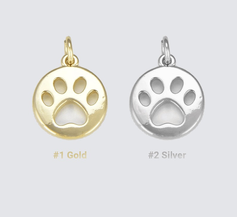 18K Gold Filled Paw Print Charm, CP1525