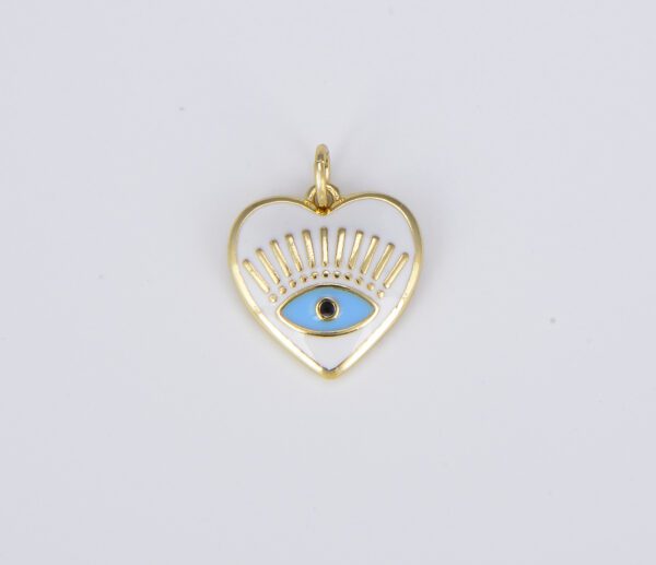 18K Gold Filled Evil Eye Charm, Enamel Eye Heart Pendant, Gold Filled Over Brass Eye Pendant for Necklace Bracelet Earring Supply Component, CP1526