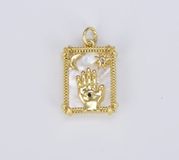 18K Gold Filled Tarot Card Reading Charm, The Sun, Hand, Snake, Heart Sign Pendant Amulet Jewelry for Necklace Component Supply, CP1527