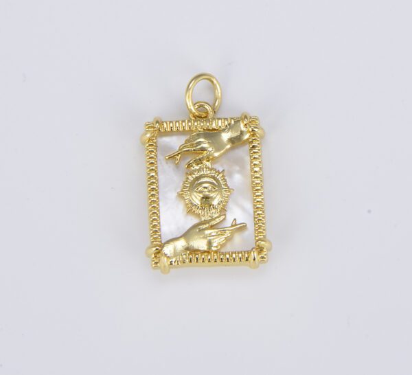 18K Gold Filled Tarot Card Reading Charm, The Sun, Hand, Snake, Heart Sign Pendant Amulet Jewelry for Necklace Component Supply, CP1527