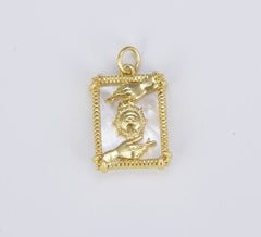 18K Gold Filled Tarot Card Reading Charm, The Sun Sign Pendant Amulet Jewelry for Necklace Component Supply, CP1527A