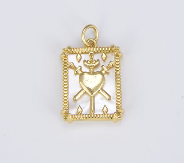 18K Gold Filled Tarot Card Reading Charm, The Sun, Hand, Snake, Heart Sign Pendant Amulet Jewelry for Necklace Component Supply, CP1527