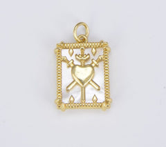 18K Gold Filled Tarot Card Reading Charm, Heart Sign Pendant Amulet Jewelry for Necklace Component Supply, CP1527C