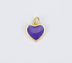 18K Gold Filled Enamel Heart Charm in Purple Yellow Teal Red Pink Light Blue Orange White Enamel Charms, Heart Charm, Gold Filled Over Brass, CP1528