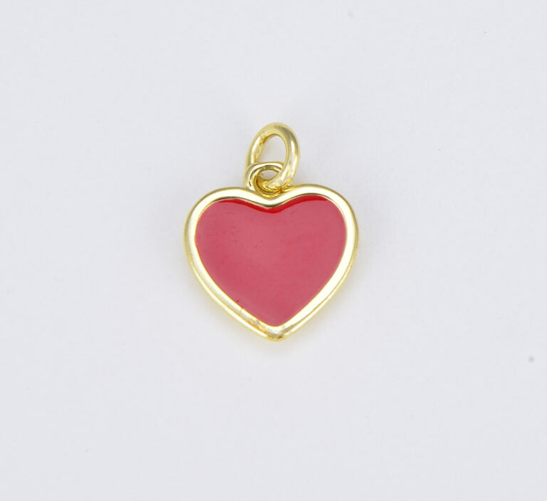 18K Gold Filled Enamel Heart Charm in Purple Yellow Teal Red Pink Light Blue Orange White Enamel Charms, Heart Charm, Gold Filled Over Brass, CP1528