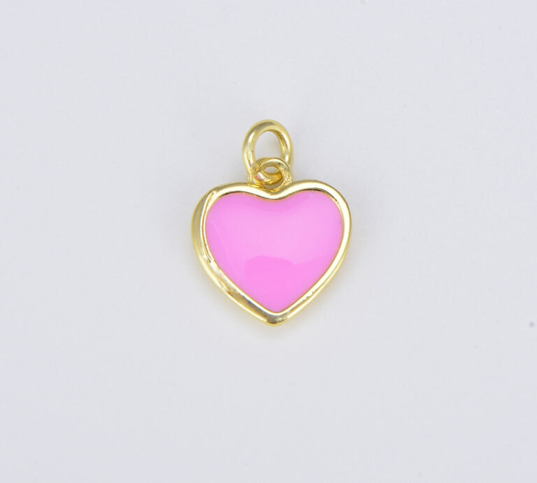 18K Gold Filled Enamel Heart Charm in Purple Yellow Teal Red Pink Light Blue Orange White Enamel Charms, Heart Charm, Gold Filled Over Brass, CP1528