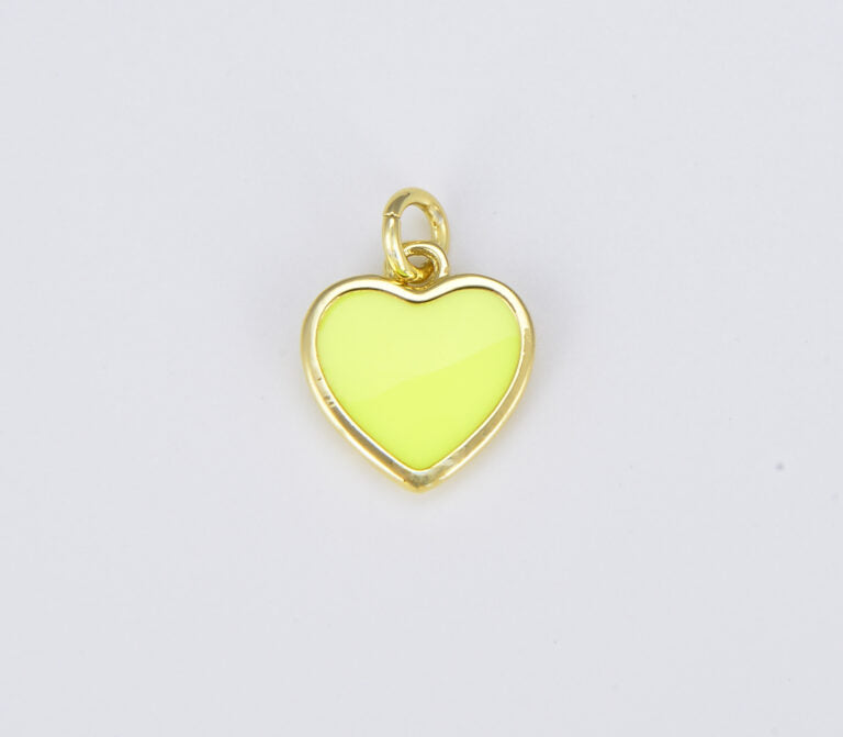 18K Gold Filled Enamel Heart Charm in Purple Yellow Teal Red Pink Light Blue Orange White Enamel Charms, Heart Charm, Gold Filled Over Brass, CP1528