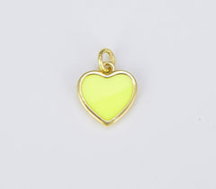 18K Gold Filled Enamel Heart Charm in Purple Yellow Teal Red Pink Light Blue Orange White Enamel Charms, Heart Charm, Gold Filled Over Brass, CP1528