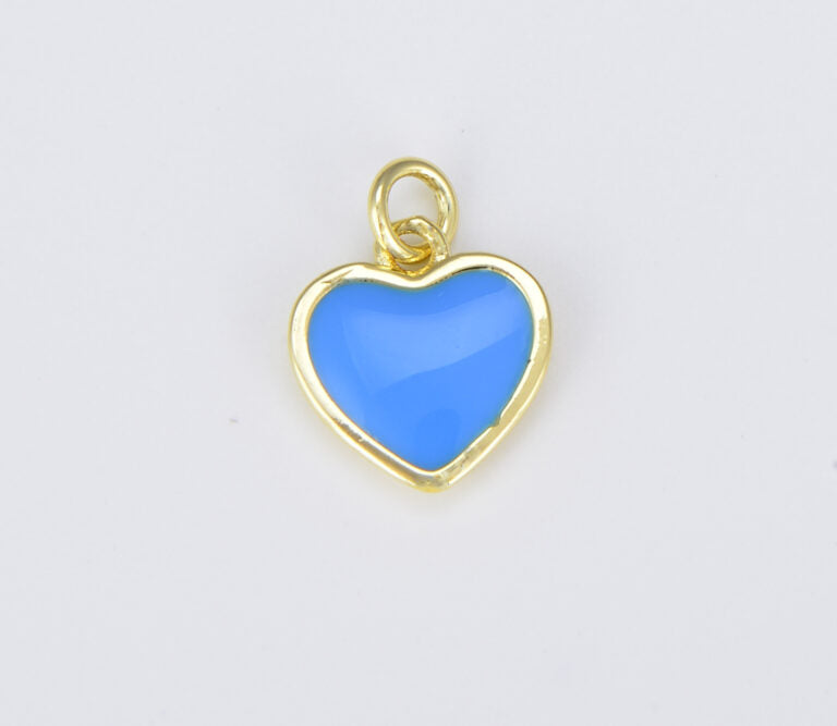 18K Gold Filled Enamel Heart Charm in Purple Yellow Teal Red Pink Light Blue Orange White Enamel Charms, Heart Charm, Gold Filled Over Brass, CP1528