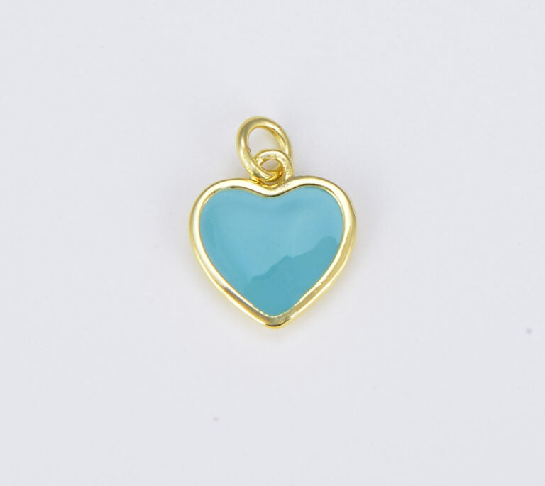 18K Gold Filled Enamel Heart Charm in Purple Yellow Teal Red Pink Light Blue Orange White Enamel Charms, Heart Charm, Gold Filled Over Brass, CP1528