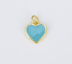 18K Gold Filled Enamel Heart Charm in Purple Yellow Teal Red Pink Light Blue Orange White Enamel Charms, Heart Charm, Gold Filled Over Brass, CP1528